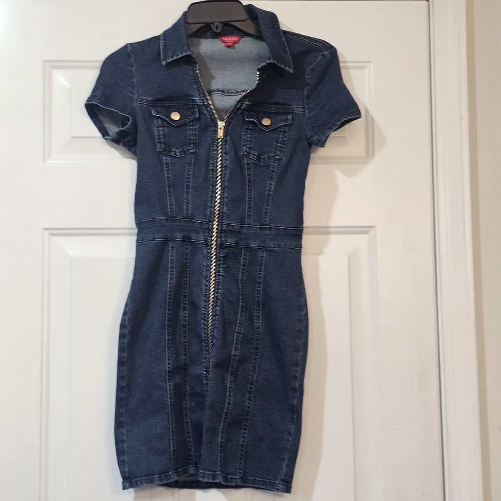 Guess By Los Angeles Denim Zip-Front Dress Size XS {Bx21}